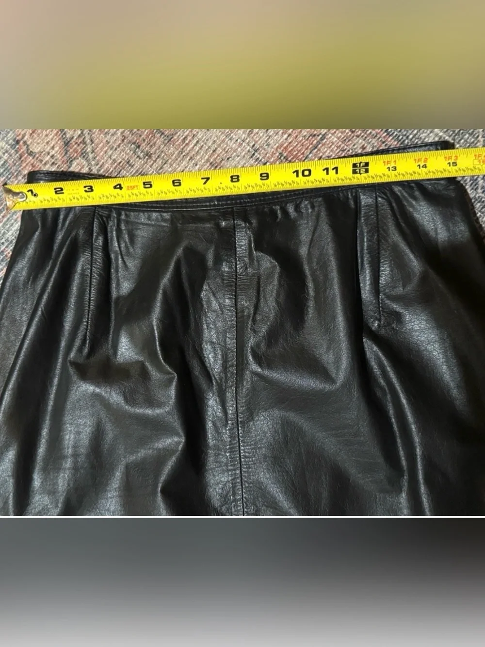 🖤COMIT🖤 VTG LEATHER BACK SLIT LINED BELOW KNEE PENCIL SKIRT❤️‍🔥